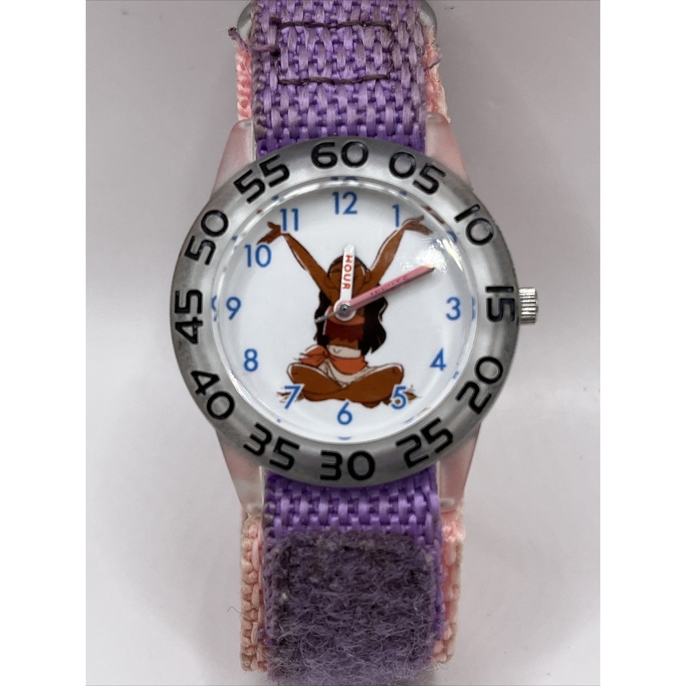 Disney Moana Girl's Quartz Watch Pink/Purple Nylon Band- New Battery